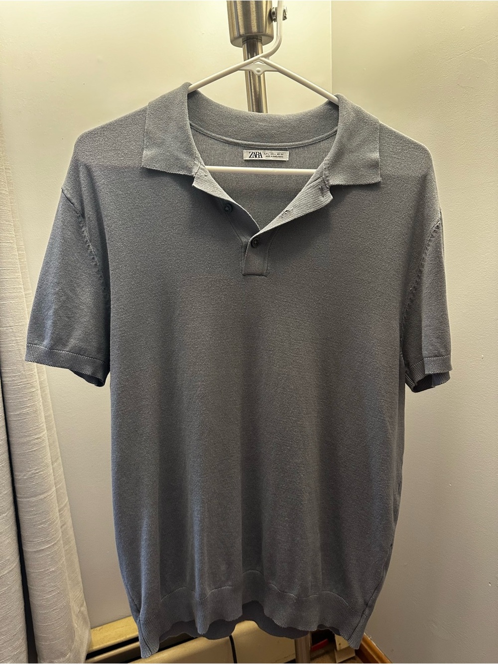 Zara Men’s Short-Sleeve Polo - Light Gray